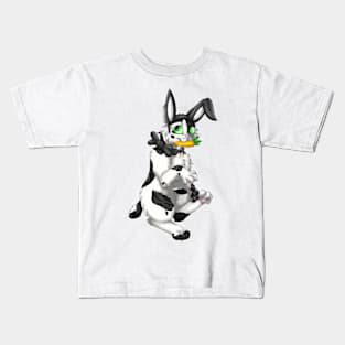 Bobtail BunnyCat: Black Bicolor Tabby (Black) Kids T-Shirt